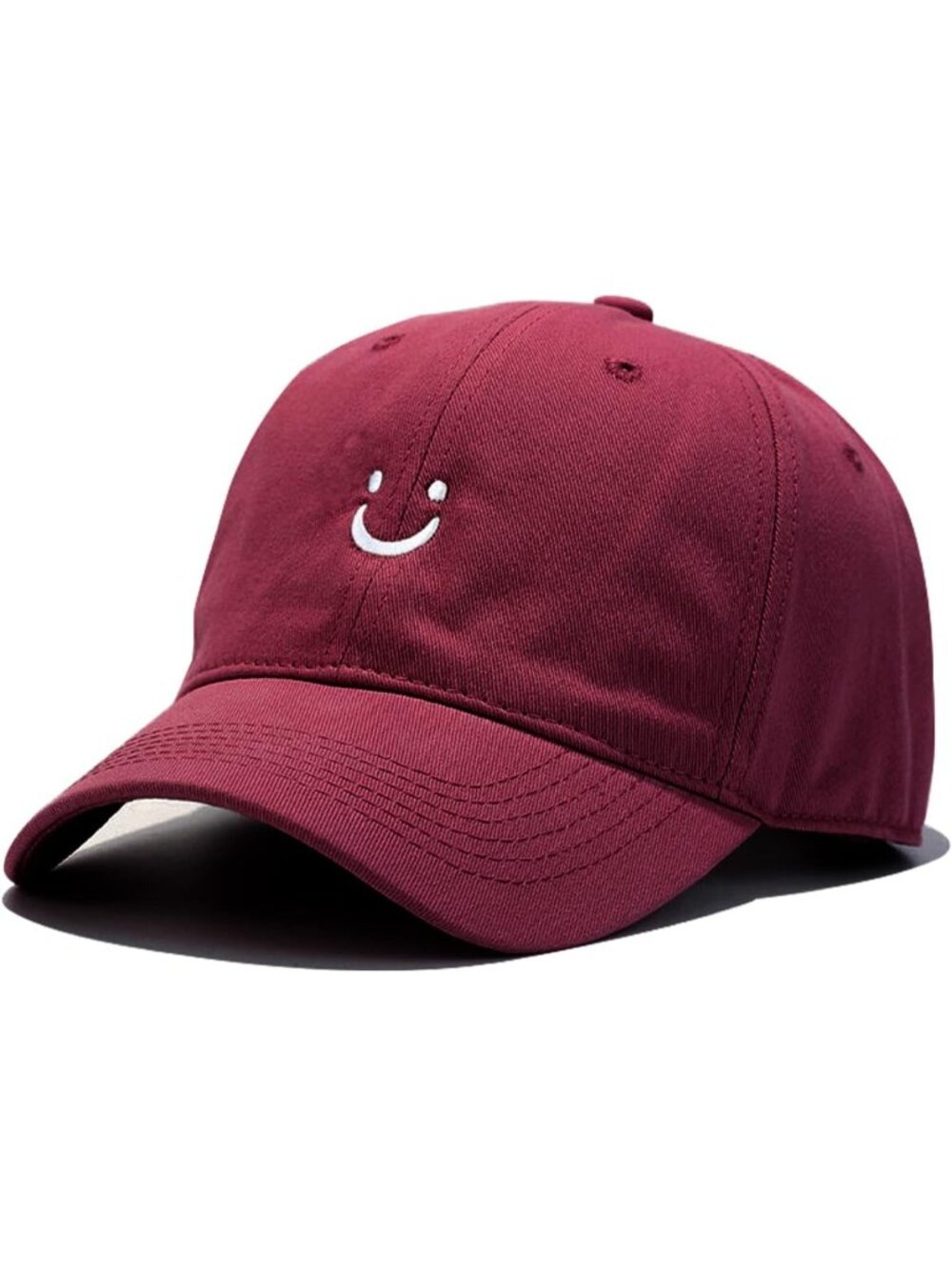 🎃Unisex Burgundy Low Profile Adjustable Cotton Dad Hat Smile Face Baseball Caps